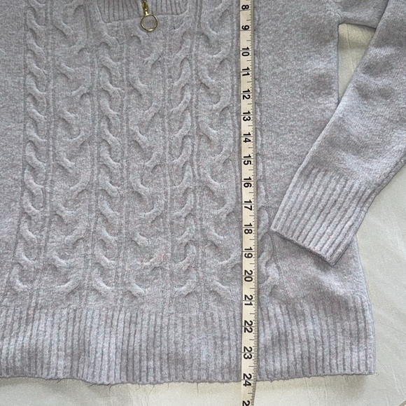 J. Crew 1/2 Zip Cable Knit Wool Blend Sweater Extra-Soft Heathered Gray - Picture 11 of 15